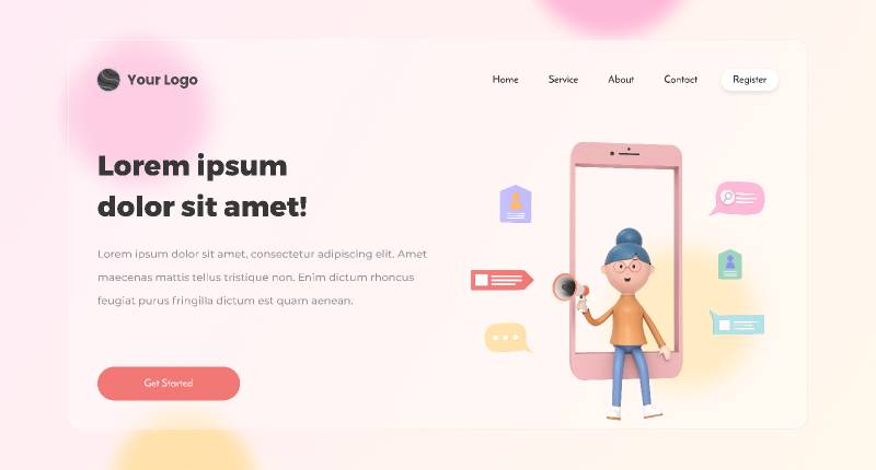 Figma Glassmorphism Landing Page