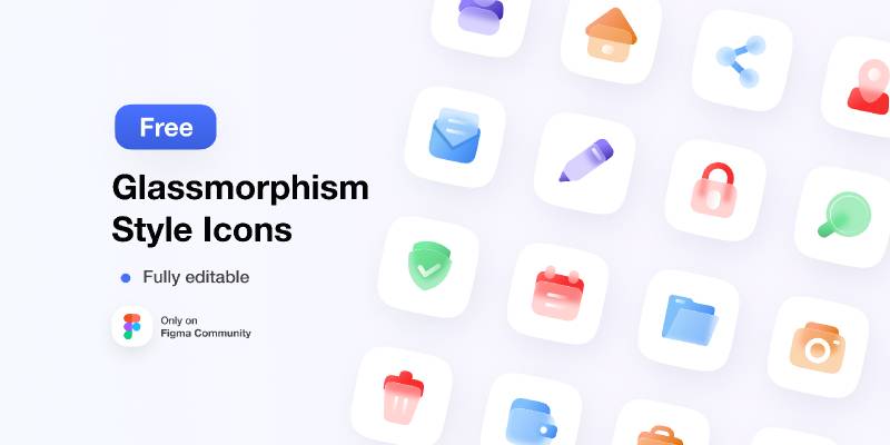 Figma Glassmorphism Style Icons