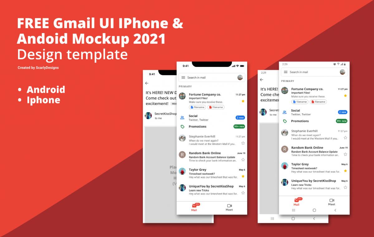 Figma Gmail UI Mobile Design Template Free | UI4Free