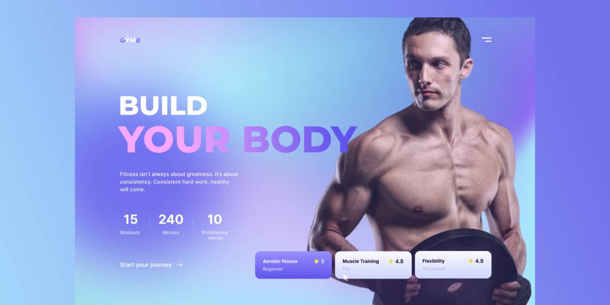 Figma GYME - Workout Services Landing Page Free