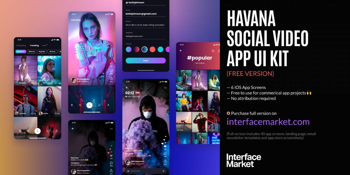 Figma Havana Social Video App UI Kit Free Download