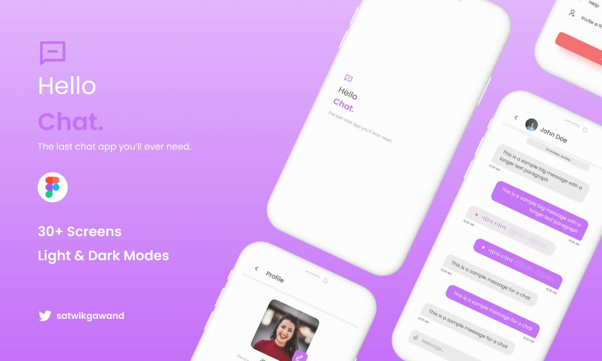 Figma Hello Chat 30+ Screens