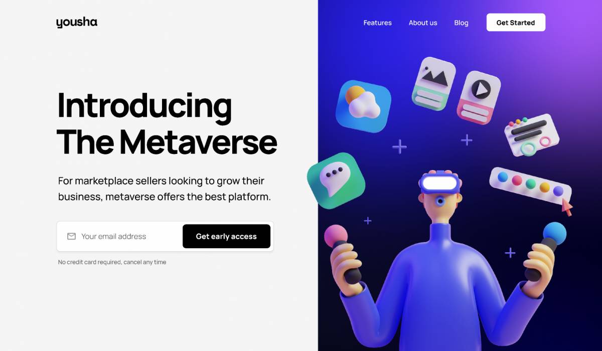 Figma Hero Header Metaverse Template