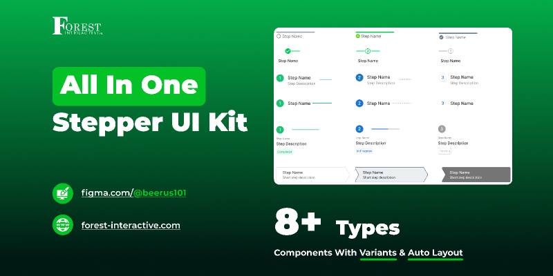 Figma Horizontal & Vertical Stepper UI Kit
