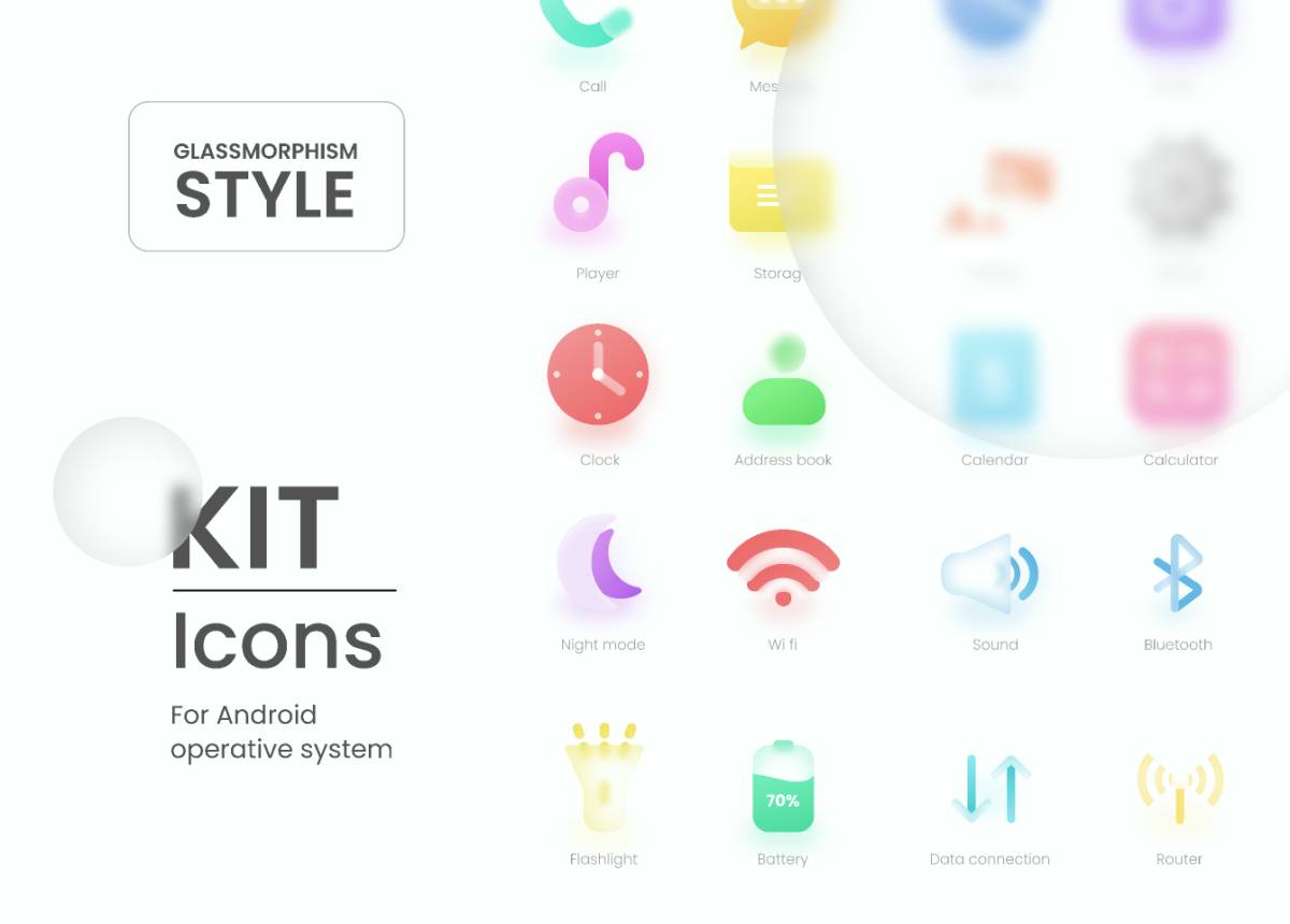 Figma Icons Kit Glassmorphism style