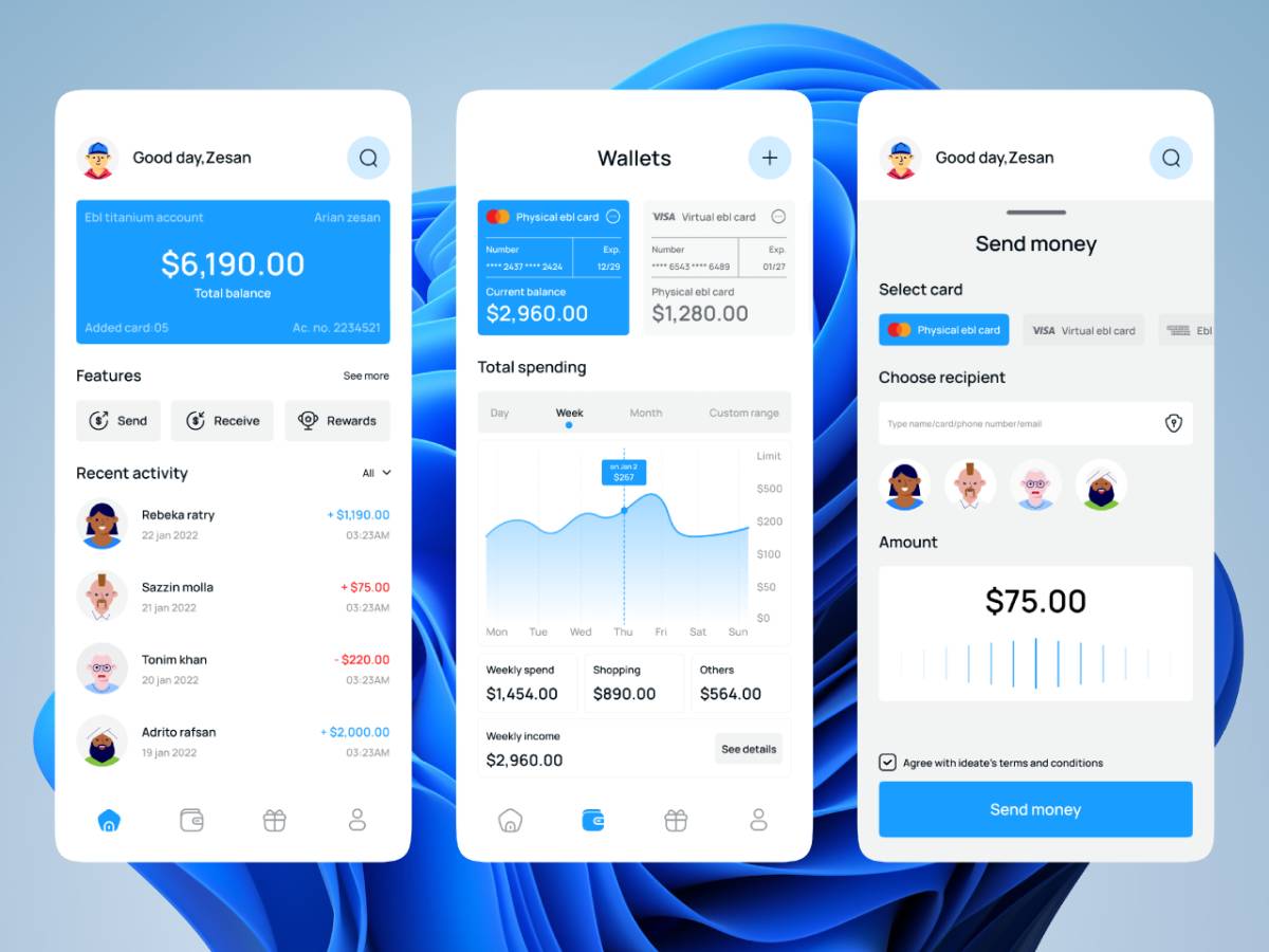 Figma ideate design Fintech app design