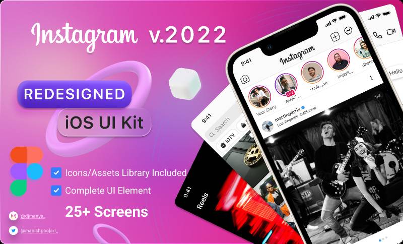 Figma Instagram 2022 UI Kit v2.0 for iOS