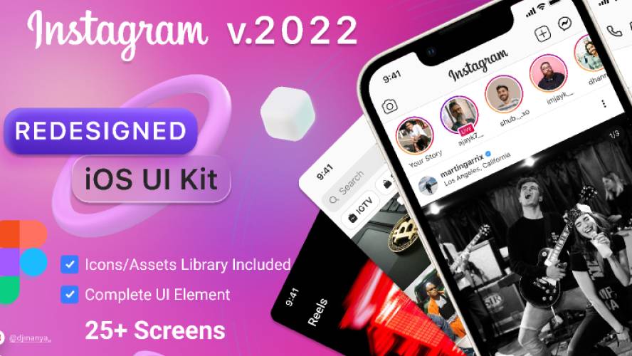 Figma Instagram 2022 UI Kit v2.0 for iOS