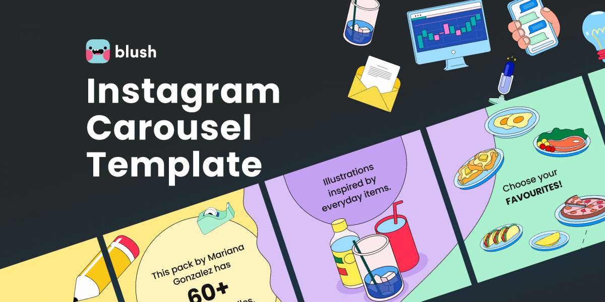 Figma Instagram Carousel Template with Illustrations