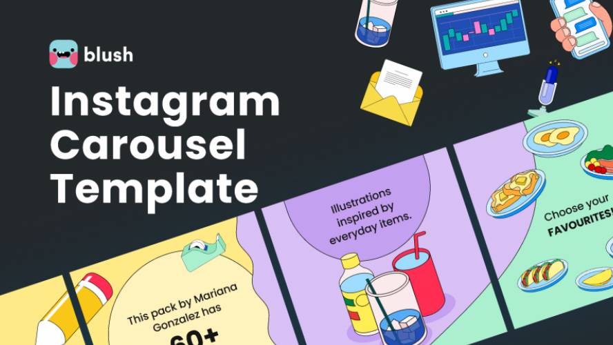 Figma Instagram Carousel Template with Illustrations