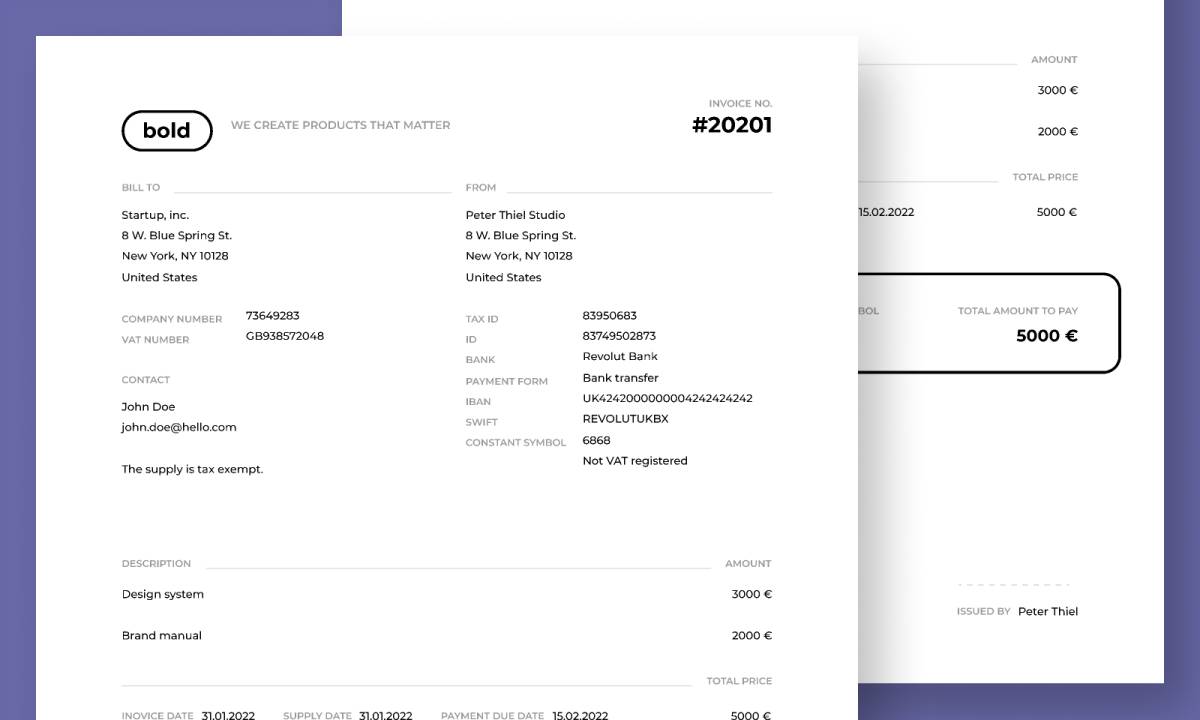 Figma invoice Mockup Template