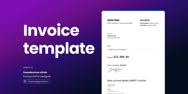 Figma Invoice template free resource