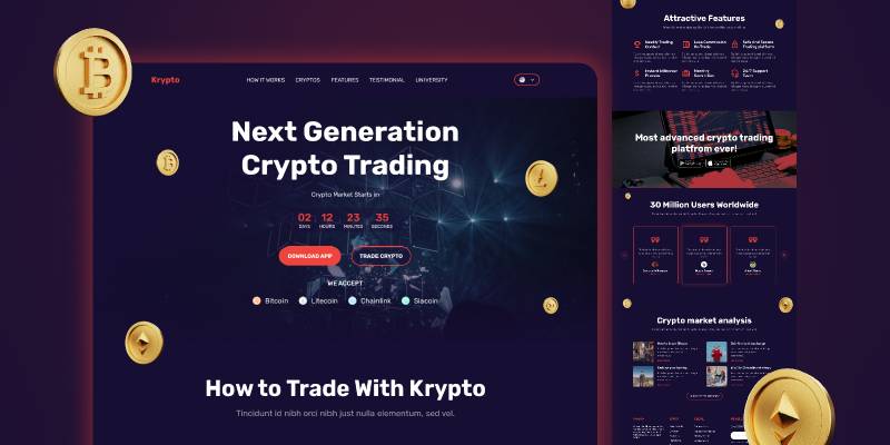 Figma Krypto Cryptocurrency Landing Page