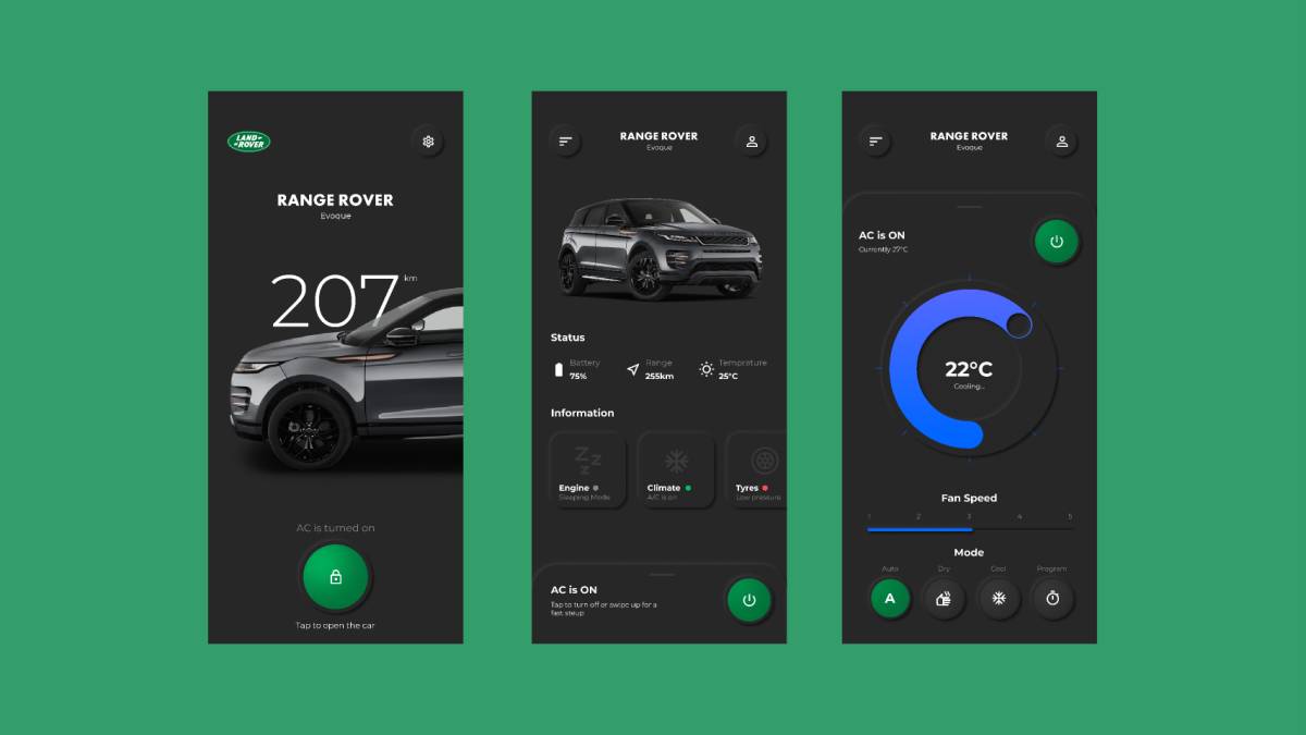 Figma Land Rover Neomorphic UI design