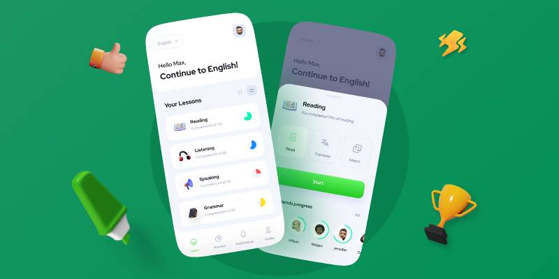 Figma Learning Language app IOS Ui kit