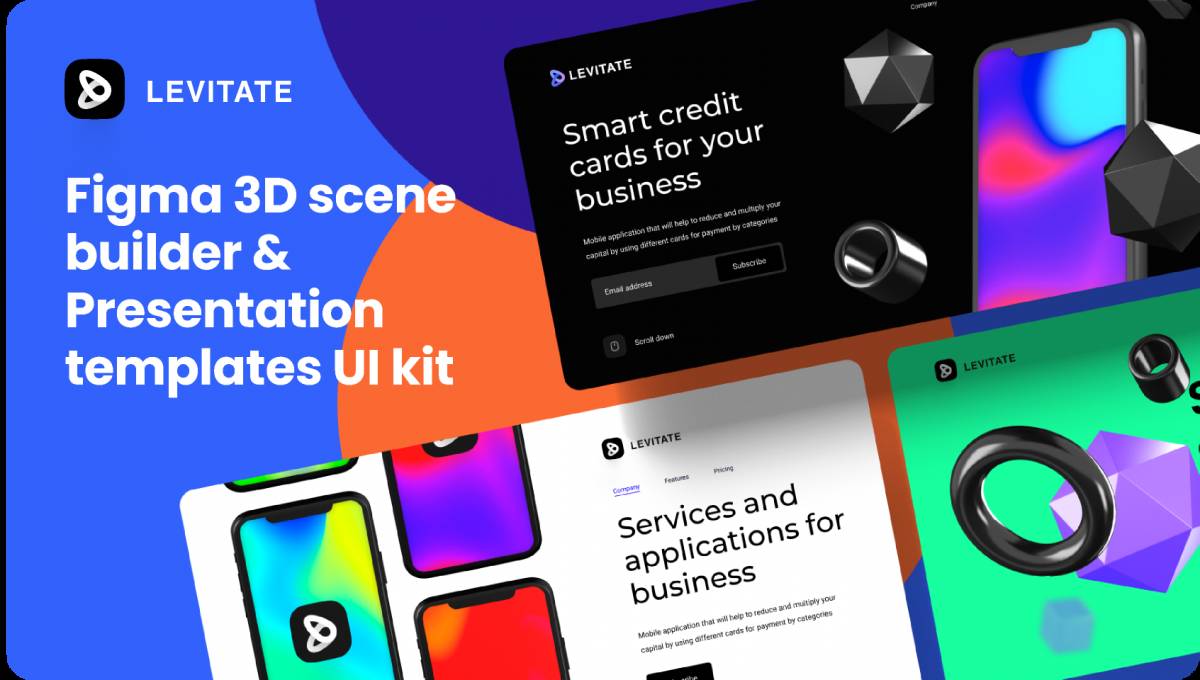 Figma Levitate UI kit for 3D presentations template