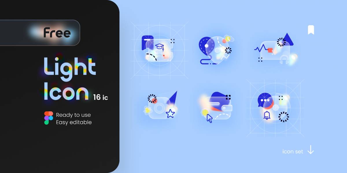 Figma Light Glossy Icons Template