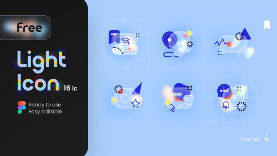 Figma Light Glossy Icons Template