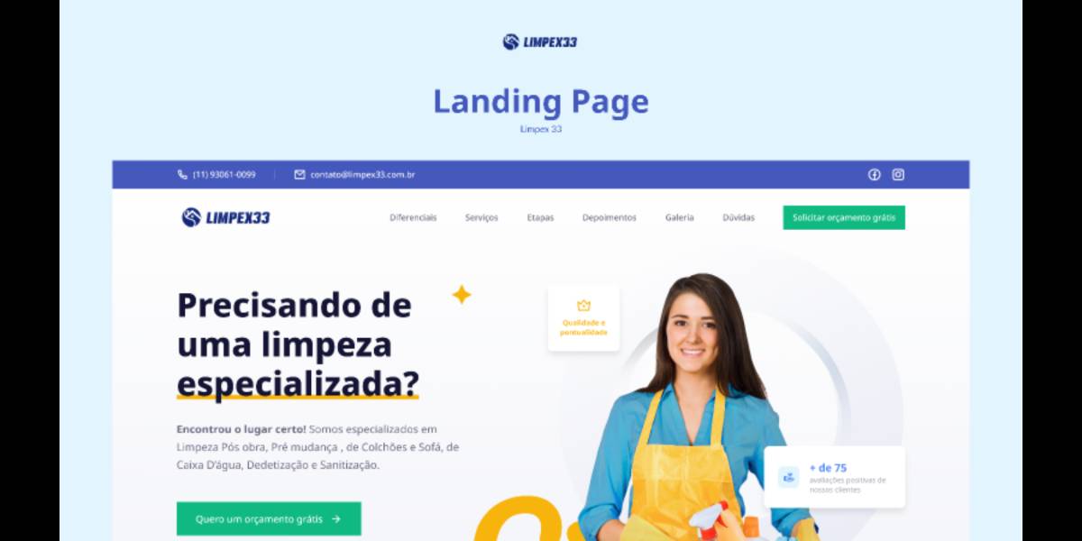 Figma Limpex33 Precisando de uma limpeza landing page