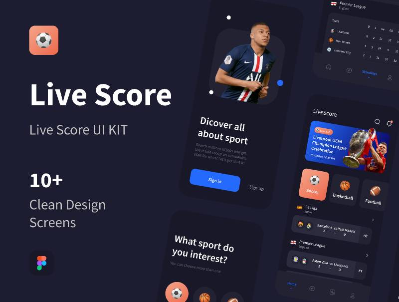 Figma Live Score UI KIT (FREEBIES) Template