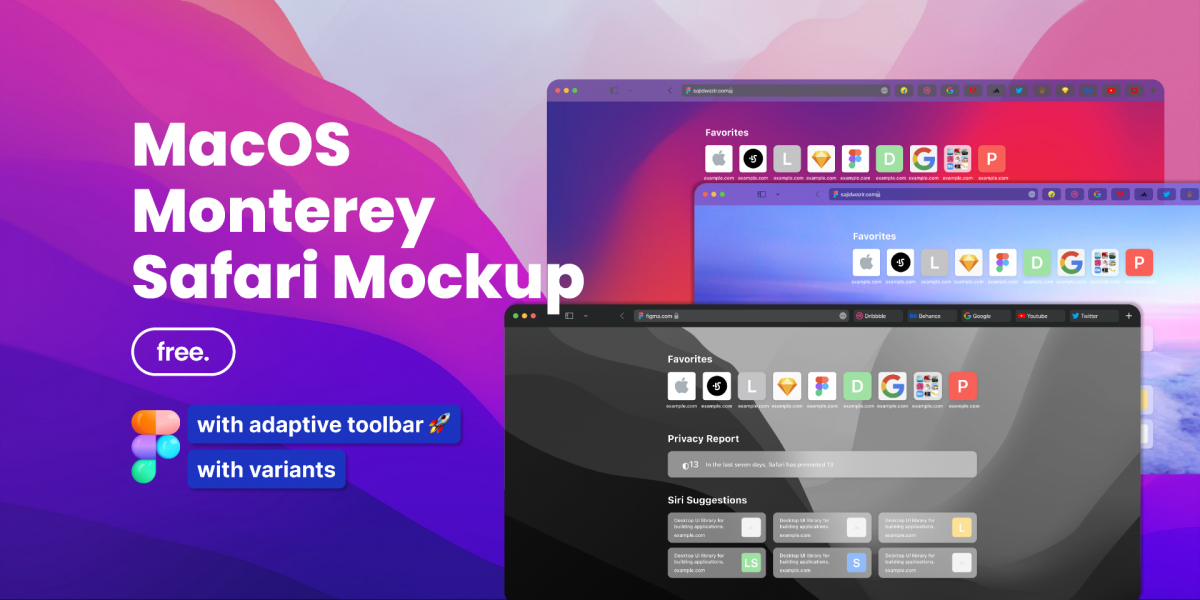 Figma MacOS Monterey Realistic Safari Mockup Free Download