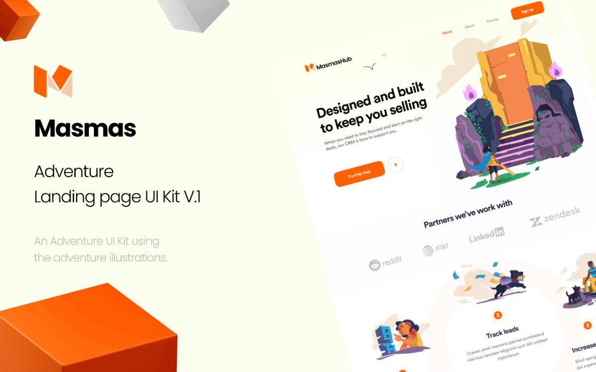 Figma Masmas Hub Adventure Landing page V.1 UI Kit