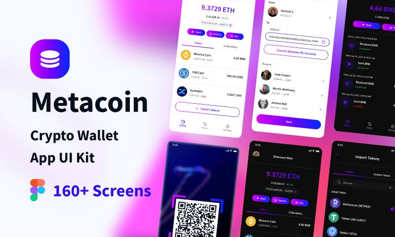 Figma Metacoin Crypto Wallet App UI Kit