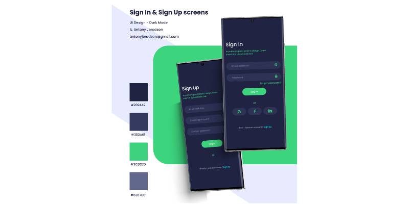 Figma Mobile SignIn SignUp Screen UI design