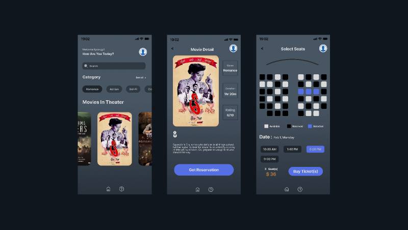 Figma movie reservation app ui free download