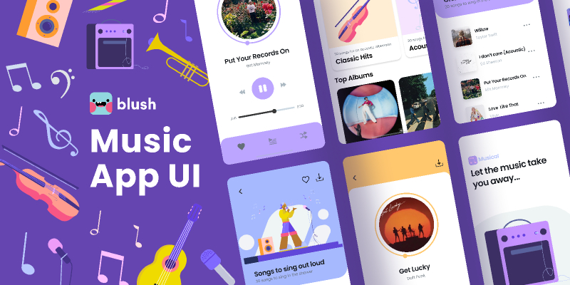 Figma Music App Template with Illustrations