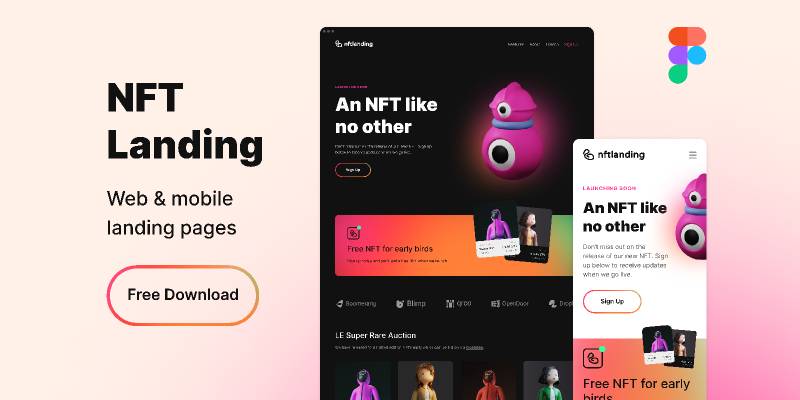 Figma NFT Landing Free Figma Splash Web Page for Start