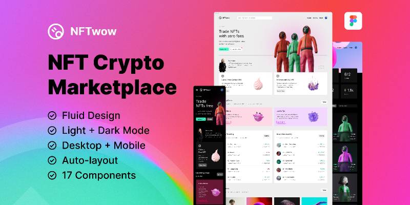 Figma NFTwow Free NFT Crypto Marketplace Landing Page