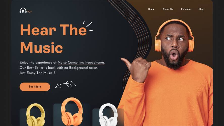 Figma Noise Cancelling Headphone Landing Page
