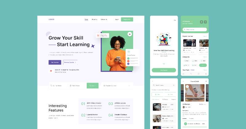 Figma Online course platform website design