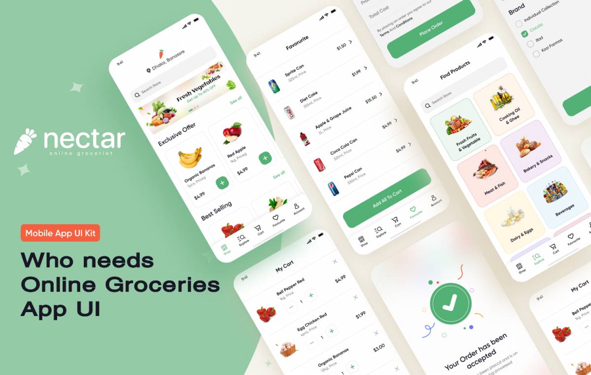 Figma Online Groceries App UI Template