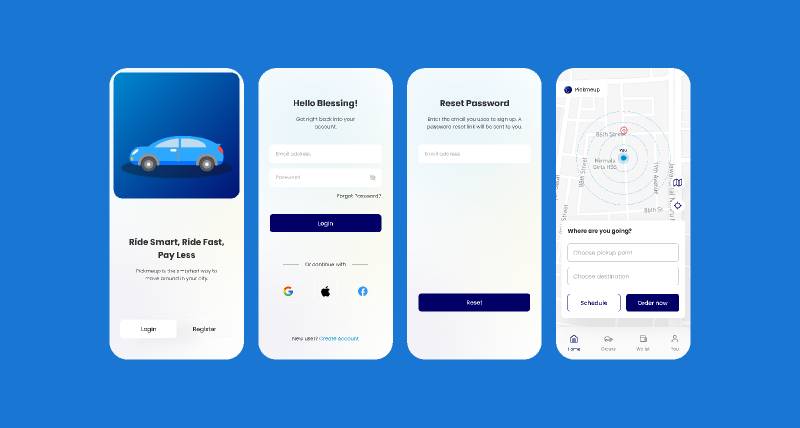 Figma Pickmeup onboarding redesign Ride Hailing App