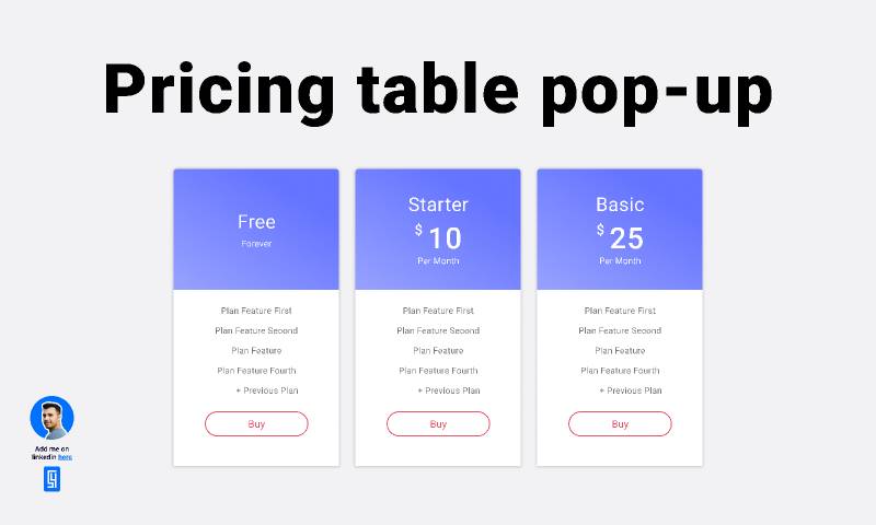 Figma Pricing Table POP UP Component