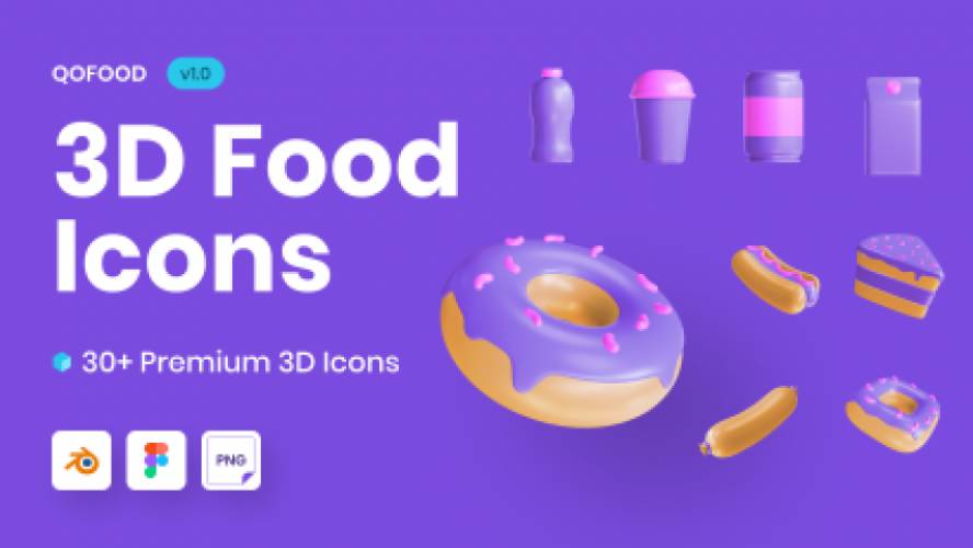 Figma QOFOOD 3D Food and Drink Icons