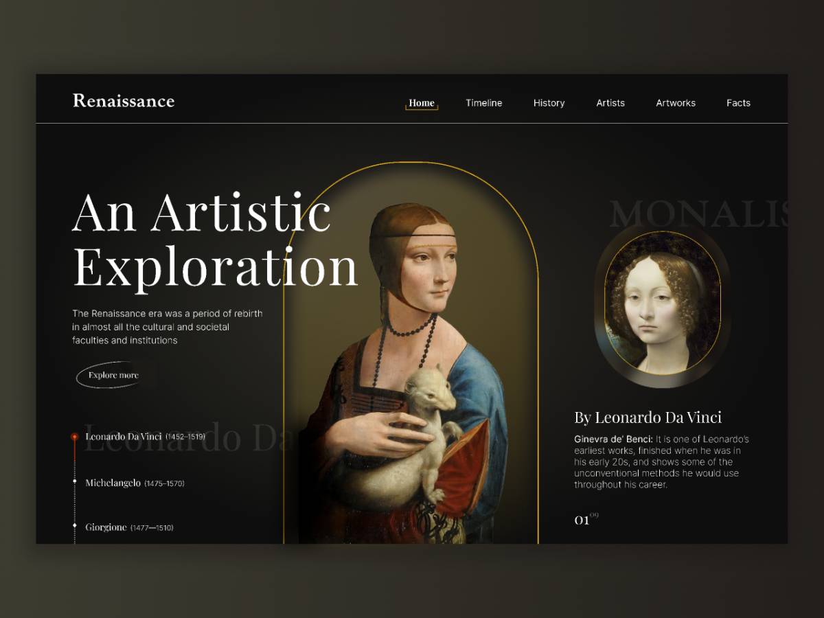 Figma Renaissance Art Landing Page Concept