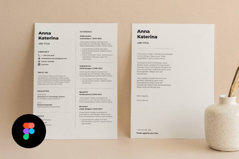 Figma Resume and Cover letter minimal template