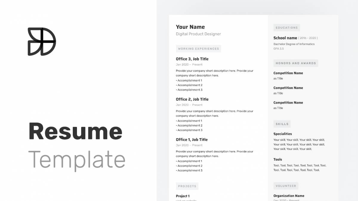 Figma Resume Template - With Auto Layout