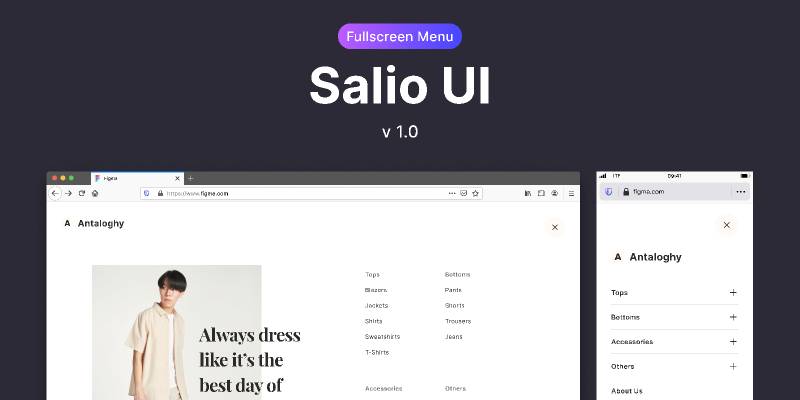 Figma Salio UI Fullscreen Menu