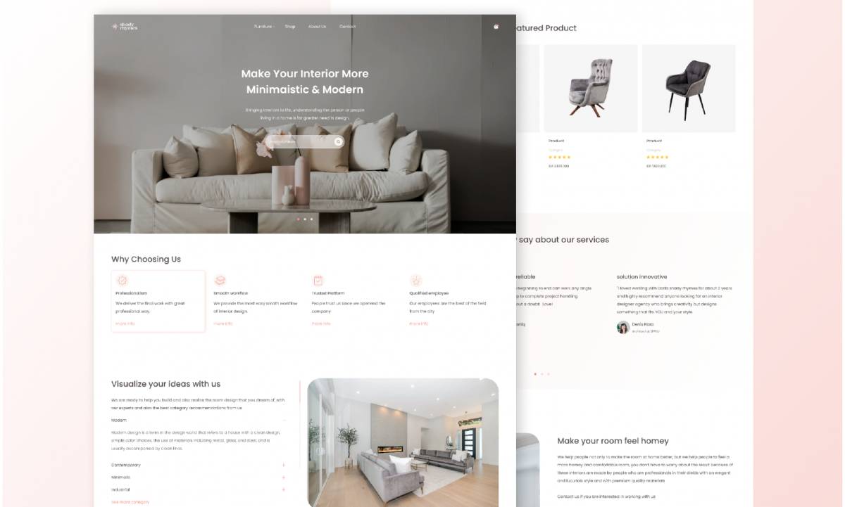 Figma shady rhymes interior design landing page