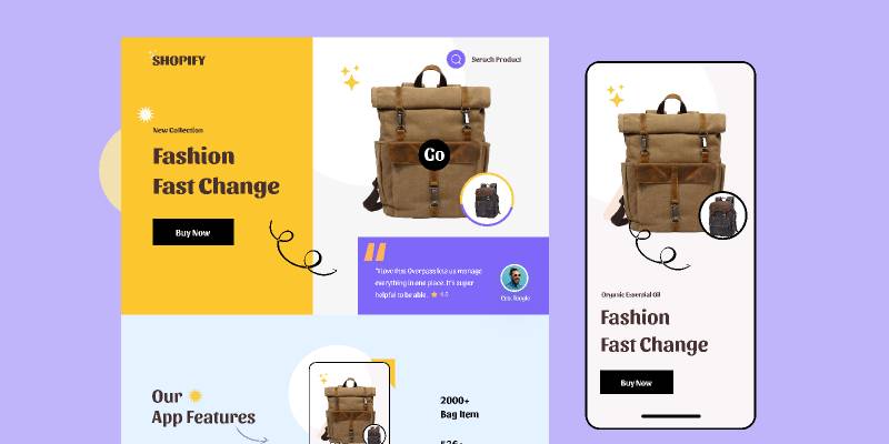 Figma Shop App landing page