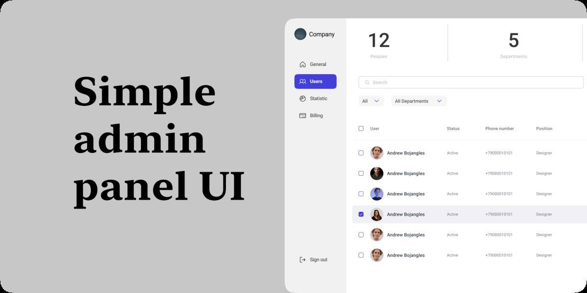 Figma Simple admin panel UI