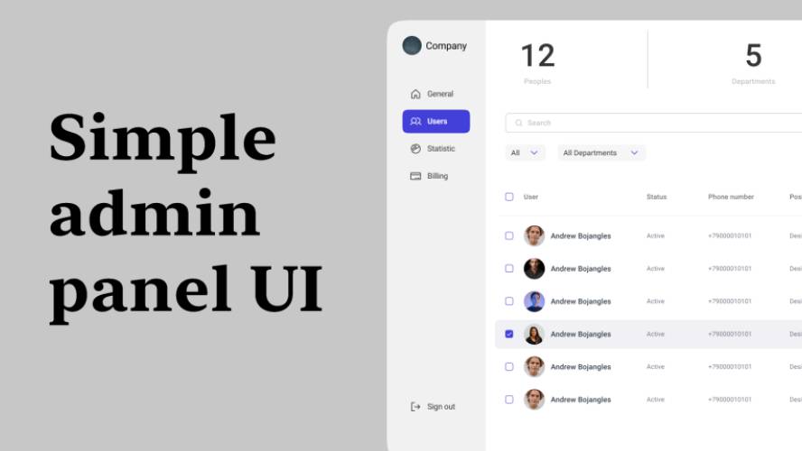 Figma Simple admin panel UI