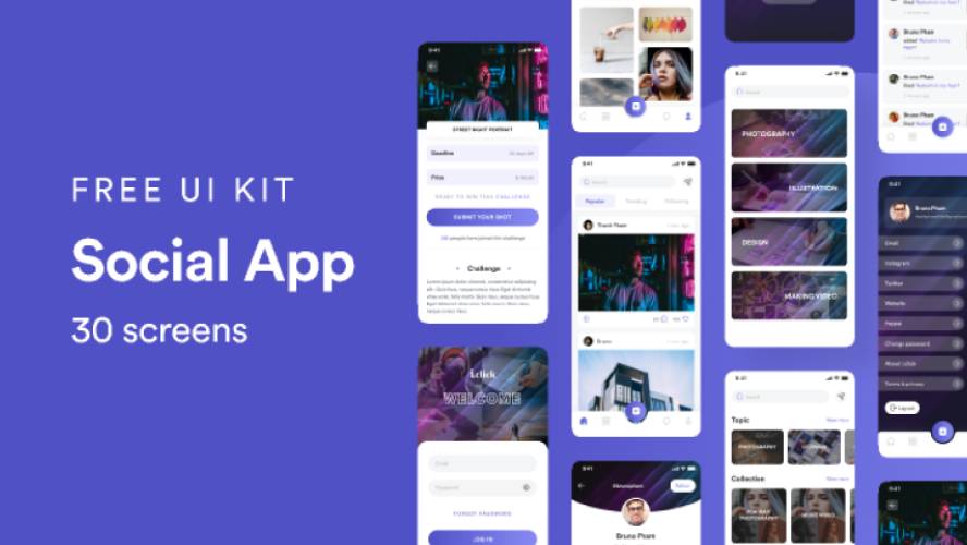 Figma Social App Free UI Kit