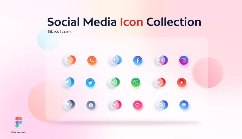 Figma Social Media Bullets & Glass Icons