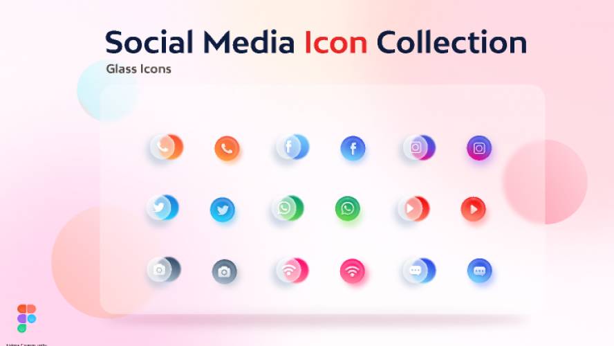 Figma Social Media Bullets & Glass Icons
