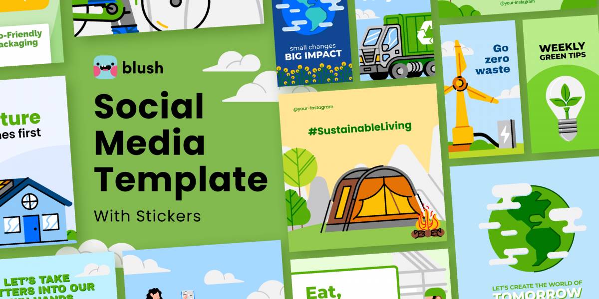 Figma Social Media Template with Go Green Stickers